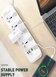 Ldnio Defender Series 4 Sockets with Independent Switch 3.4A 4 USB Port Multifunction Power Surge Protector, 2500W, White