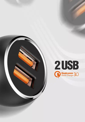 Ldnio Universal Dual USB Port Car Charger, Black/Grey