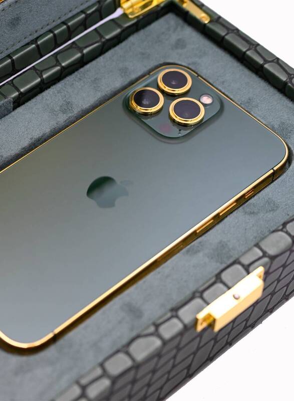 Caviar Luxury 24k Gold Plated Frame Customized iPhone 15 Pro 128 GB Royal Green Titanium