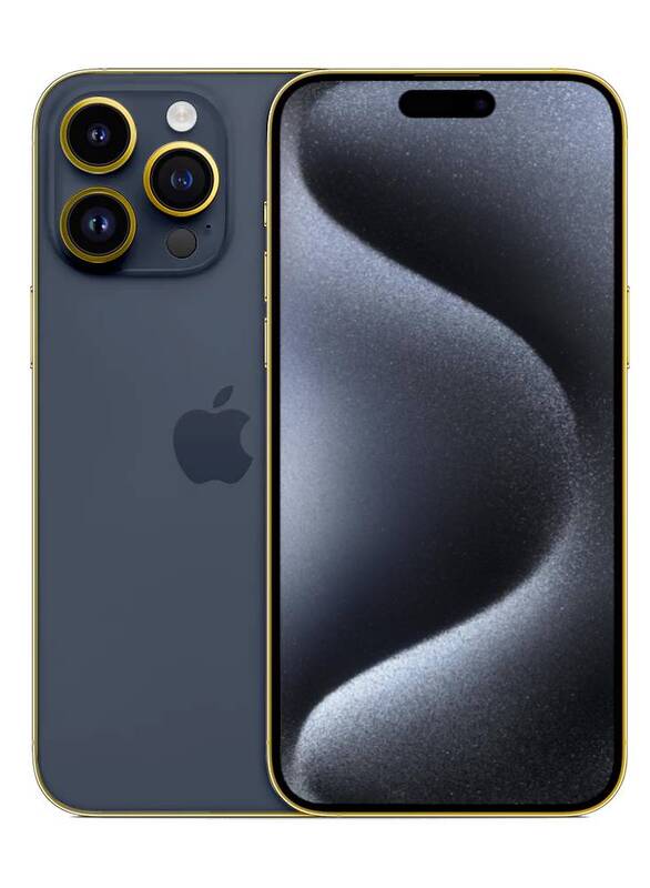 Caviar Luxury 24k Gold Plated Frame Customized iPhone 15 Pro 1 TB Blue Titanium