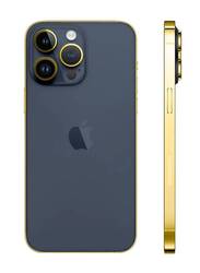 Caviar Luxury 24k Gold Plated Frame Customized iPhone 15 Pro 128 GB Blue Titanium