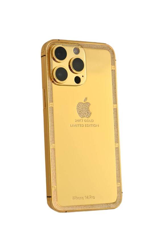 Caviar Luxury 24k Gold Plated Customized iPhone 15 Pro 256 GB Gold Titanium Crystal Frame