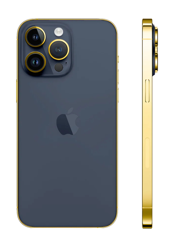 Caviar Luxury 24k Gold Plated Frame Customized iPhone 15 Pro Max 1 TB Blue Titanium