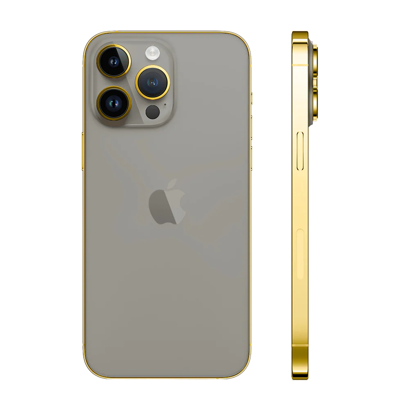 Caviar Luxury 24k Gold Plated Frame Customized iPhone 15 Pro Max 256 GB Natural Titanium