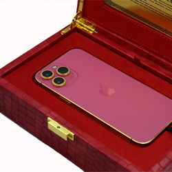 Caviar Luxury 24K Gold Frame Customized iPhone 14 Pro 128 GB Pink, UAE Version