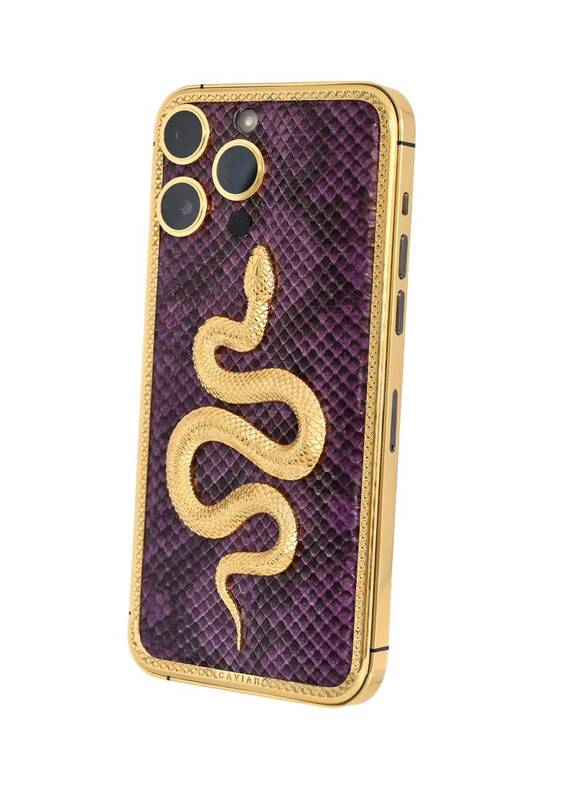 Caviar Luxury 24k Gold Plated Customized iPhone 15 Pro 256 GB Gold Titanium Snake