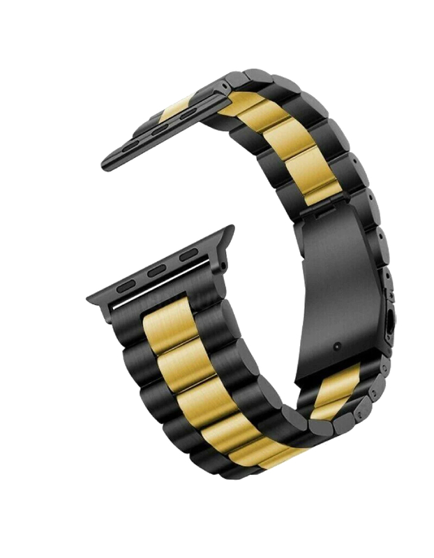 Caviar Compatible with Apple Watch Band Stainless Compatible with Apple Watch Strap, Business Style Metal Watch Belt, Length Adjustment, for iWatch series 7 6 5 4 3 41/40/38mm Black/Gold