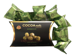 Barquillo PISTACHIOS Flavoured Pillow Pouch 60 Grams Pack Premium, Luxurious Chocolates Made in UAE with Best Quality, Tasty and Mouth Watering