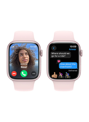 Apple Watch Series 9 - 45mm S/M Smartwatch, GPS + Cellular, MRMK3, Pink Aluminum Case with Light Pink Sport Band