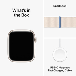 Apple Watch Series 9 - 45mm Smartwatch, GPS, MR983, Starlight Aluminum Case with Starlight Sport Loop