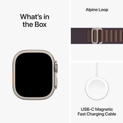 Apple Watch Ultra 2 - 49mm Medium Smartwatch, GPS + Cellular, MRET3, Titanium Case with Indigo Alpine Loop