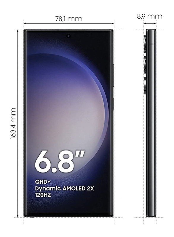 Samsung Galaxy S23 Ultra 1TB Phantom Black, 12GB RAM, 5G, Dual Sim Smartphone, Middle East Version