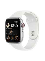 Apple SE 44mm Smartwatch, GPS, Silver Aluminium Case with White Sport Band