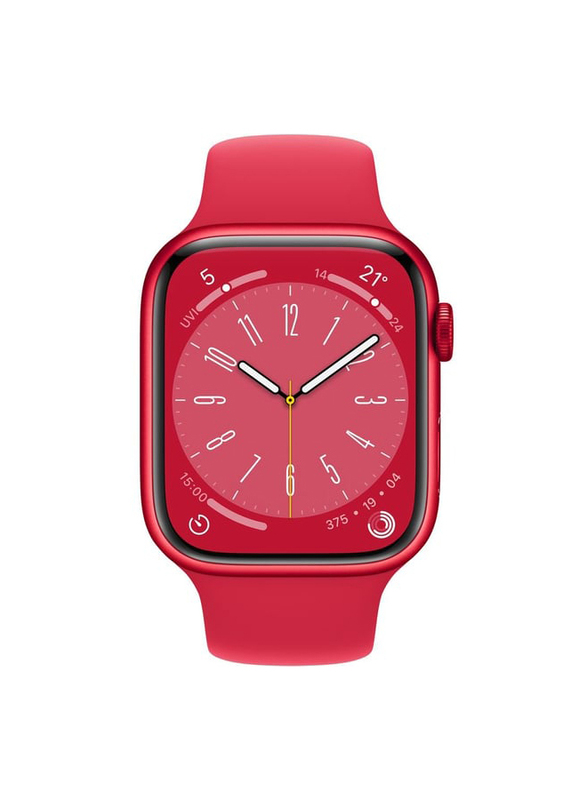 Apple Series 8 45mm Smartwatch, GPS + Cellular, Red Aluminium Case with Red Sport Band