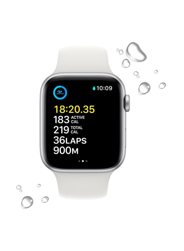 Apple SE 40mm Smartwatch, GPS, Silver Aluminium Case with White Sport Band