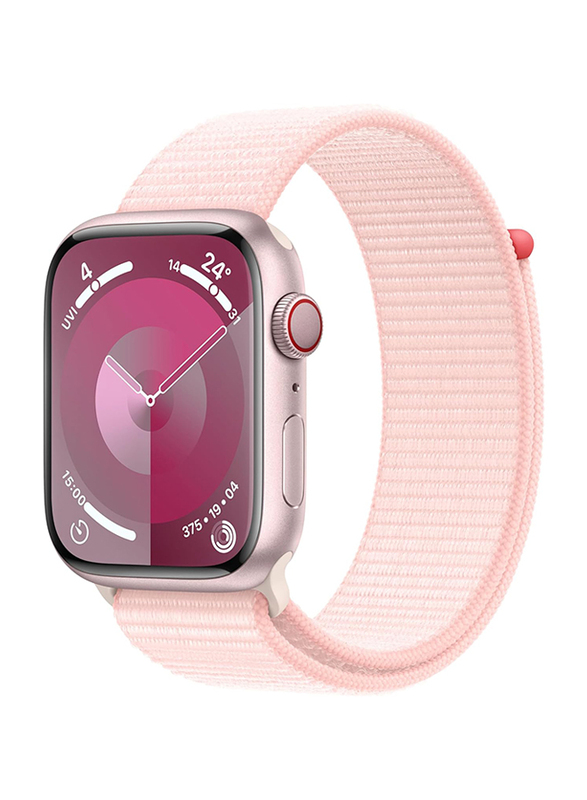 Apple Watch Series 9 - 45mm Smartwatch, GPS, MRMM3, Pink Aluminum Case with Light Pink Sport Loop