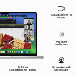 Apple MacBook Pro Laptop, 14.2-inch Retina Display, Apple M3 Chip with 8-core CPU, 512GB SSD, 8GB RAM, Apple 10-core GPU Graphics, EN KB, macOS, Silver