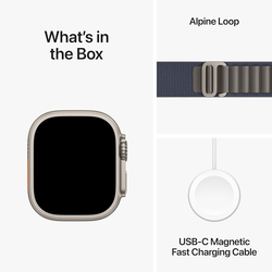 Apple Watch Ultra 2 - 49mm Small Smartwatch, GPS + Cellular, MREK3, Titanium Case with Blue Alpine Loop