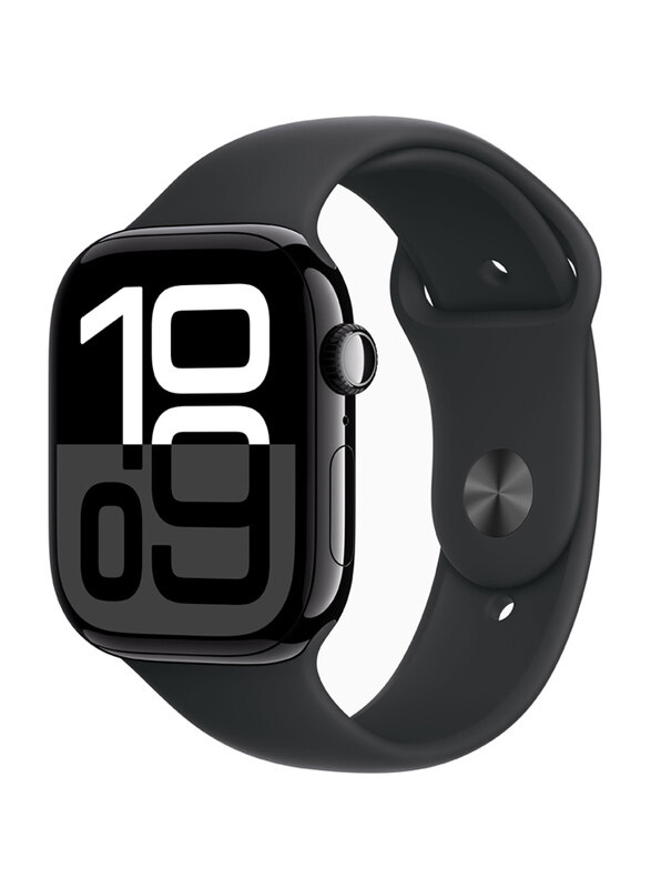 

Apple Watch Series 10 46mm Smartwatch, GPS + Cellular, Jet Black Aluminium Case with Black Sport Band