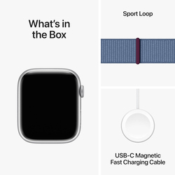 Apple Watch Series 9 - 41mm Smartwatch, GPS, MRHX3, Silver Aluminum Case with Winter Blue Sport Loop