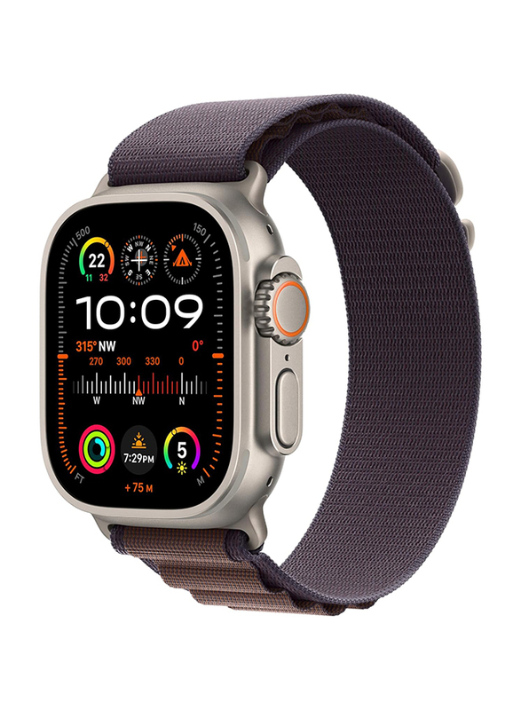 Apple Watch Ultra 2 - 49mm Large Smartwatch, GPS + Cellular, MREW3, Titanium Case with Indigo Alpine Loop