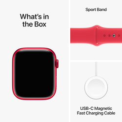 Apple Watch Series 9 - 45mm S/M Smartwatch, GPS, MRXJ3, Red Aluminum Case with Red Sport Band