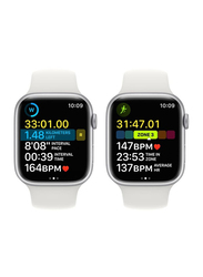 Apple Series 8 45mm Smartwatch, GPS + Cellular, Silver Aluminium Case with White Sport Band