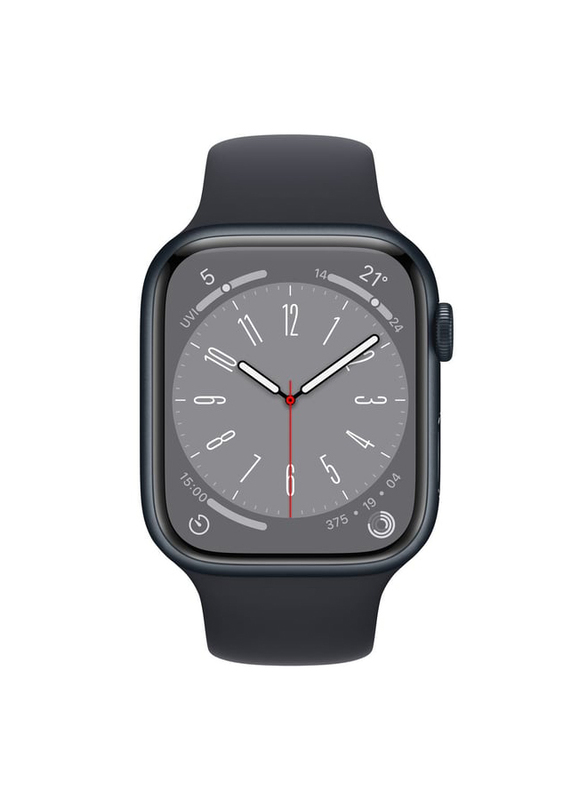 Apple Series 8 45mm Smartwatch, GPS, Midnight Aluminium Case with Midnight Sport Band