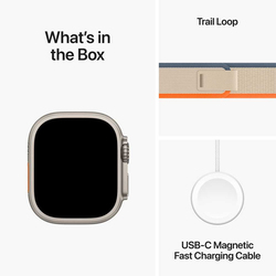 Apple Watch Ultra 2 - 49mm M/L Smartwatch, GPS + Cellular, MRF23, Titanium Case with Orange/Beige Trail Loop