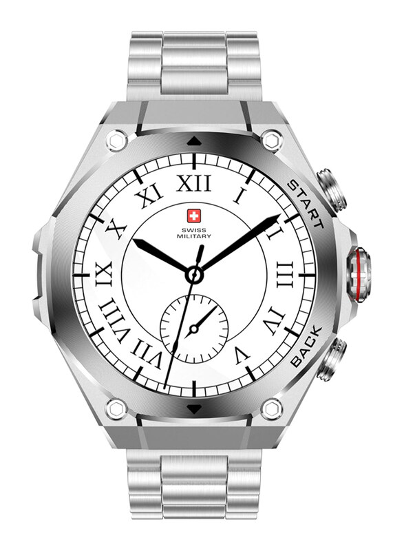 

Swiss Military Dom 6 1.43-inch Smartwatch, Silver Frame and Steel Strap