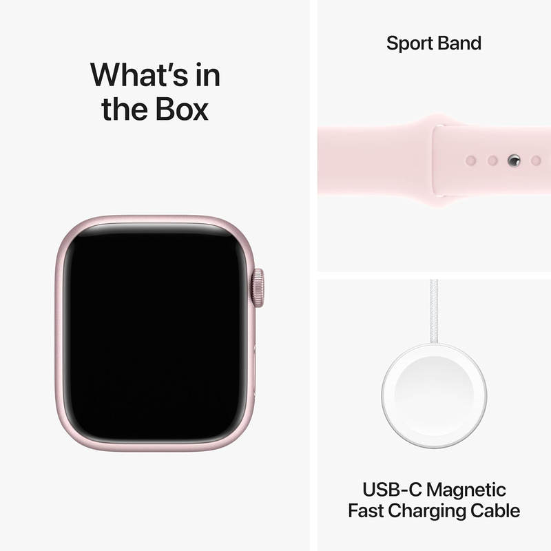 Apple Watch Series 9 - 41mm M/L Smartwatch, GPS, MR943, Pink Aluminum Case with Light Pink Sport Band