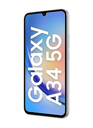 Samsung Galaxy A34 128GB Awesome Silver, 6GB RAM, 5G, Dual Sim Smartphone, Middle East Version