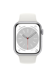 Apple Series 8 45mm Smartwatch, GPS, Silver Aluminium Case with White Sport Band
