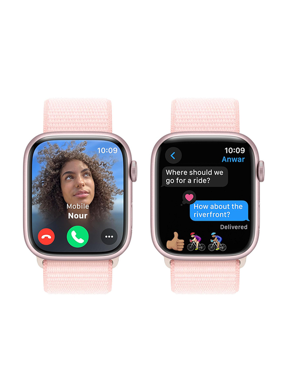 Apple Watch Series 9 - 45mm Smartwatch, GPS, MR9J3, Pink Aluminum Case with Light Pink Sport Loop