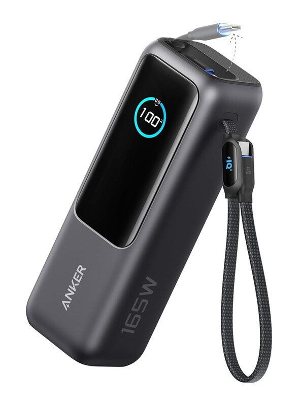 

Anker 25000mAh Wired Ultra-Fast Charging Power Bank, USB-C Input with Built-In and Retractable Cables, Black