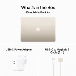 Apple MacBook Air Laptop, 15.3-inch Retina Display, Apple M3 Chip with 8-core CPU, 256GB SSD, 8GB RAM, Apple 10-core GPU Graphics, EN KB, macOS, MRYR3, Starlight