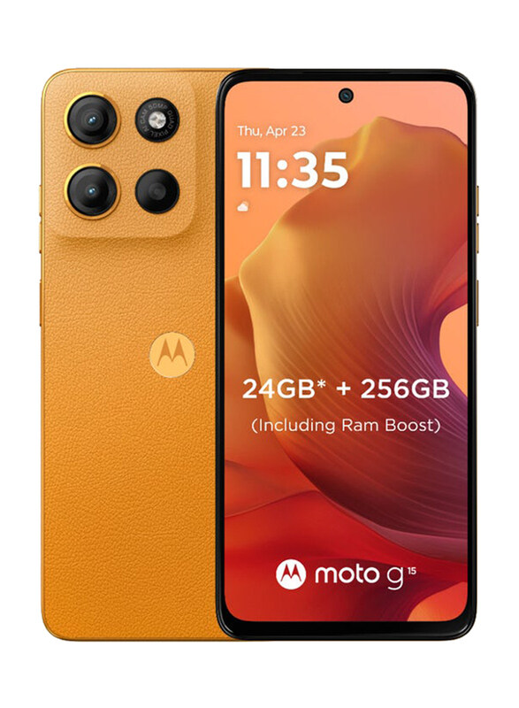 

Motorola G15 256GB Sunrise Orange, 8GB RAM, 5G, Dual Sim Smartphone, Middle East Version