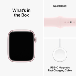 Apple Watch Series 9 - 45mm M/L Smartwatch, GPS, MR9H3, Pink Aluminum Case with Light Pink Sport Band