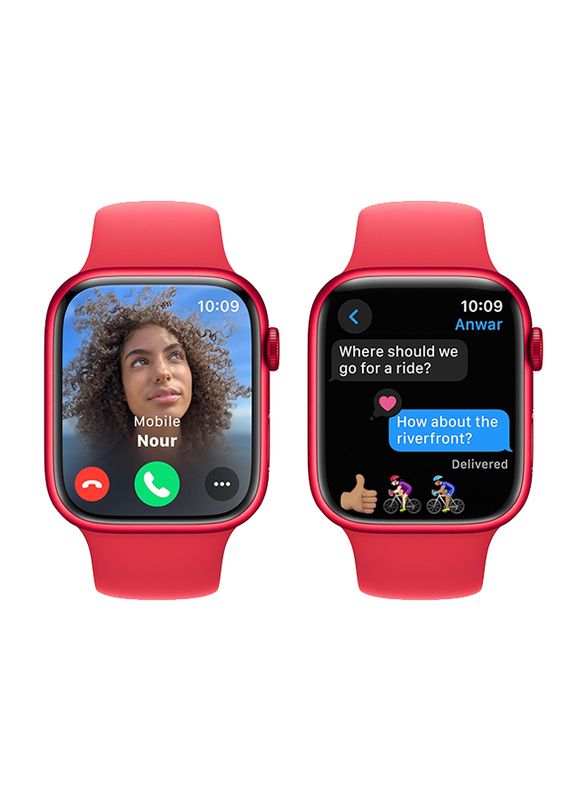 Apple Watch Series 9 - 45mm S/M Smartwatch, GPS, MRXJ3, Red Aluminum Case with Red Sport Band