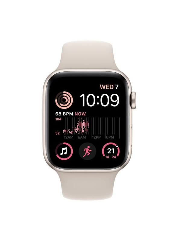 Apple SE 44mm Smartwatch, GPS, Starlight Aluminium Case with Starlight Sport Band