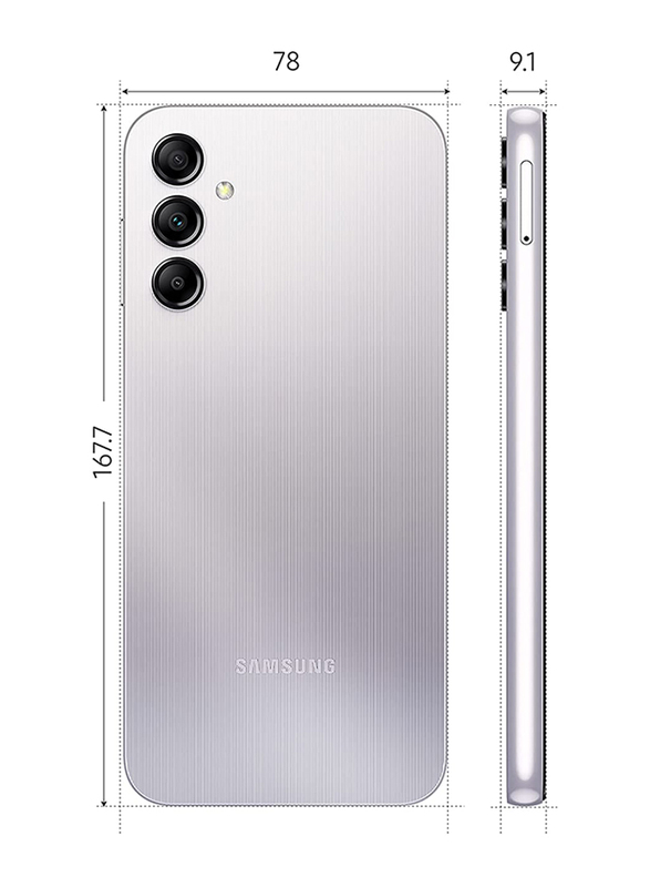 Samsung Galaxy A14 128GB Silver, 4GB RAM, 4G LTE, Dual Sim Smartphone, UAE Version