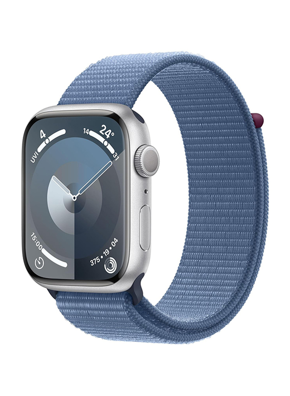 Apple Watch Series 9 - 41mm Smartwatch, GPS, MR923, Silver Aluminum Case with Winter Blue Sport Loop