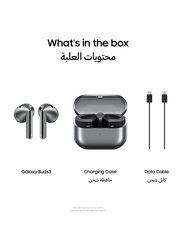 Samsung Galaxy Buds 3 Wireless In-Ear Noise Cancelling Earbuds, UAE Version, Silver