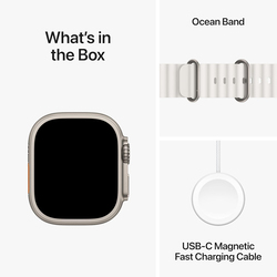 Apple Watch Ultra 2 - 49mm Smartwatch, GPS + Cellular, MREJ3, Titanium Case with White Ocean Band