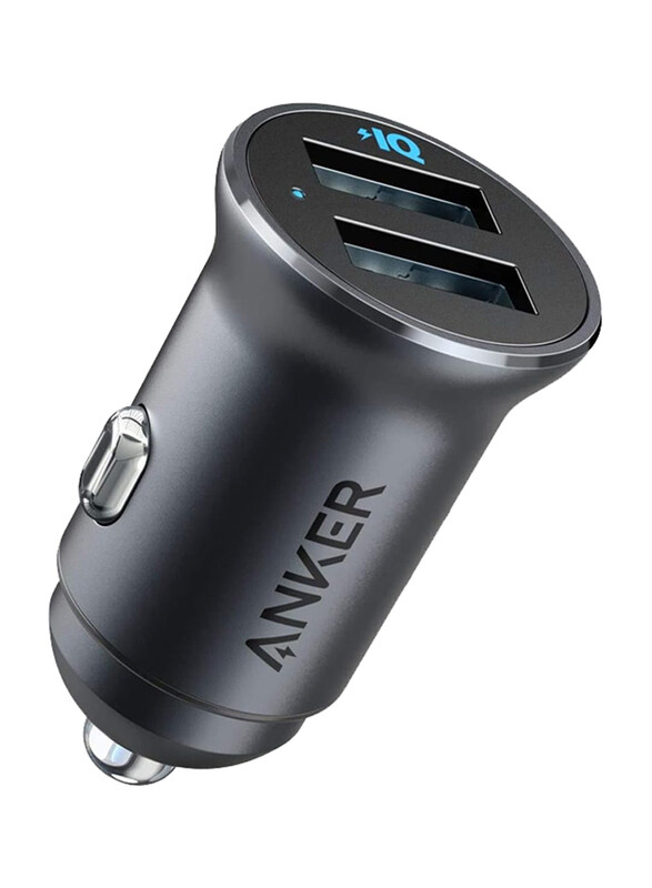 

Anker PowerDrive 2 Alloy Metal Mini Car Charger, 24W Dual USB Type A, Black