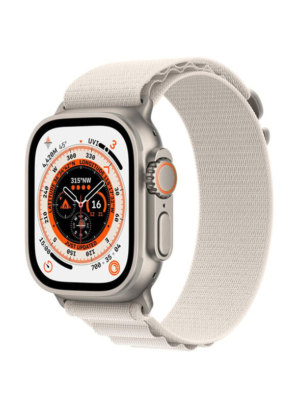 

Apple Watch Ultra 49mm Smartwatch, GPS + Cellular, Titanium Case With Starlight Alpine Loop Band