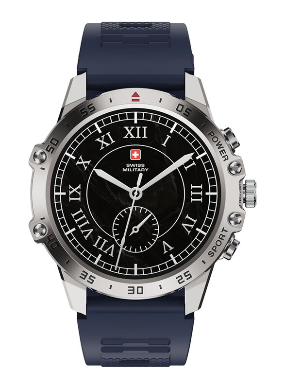 

Swiss Military Dom 5 1.43-inch Smartwatch, Silver Frame and Blue Strap