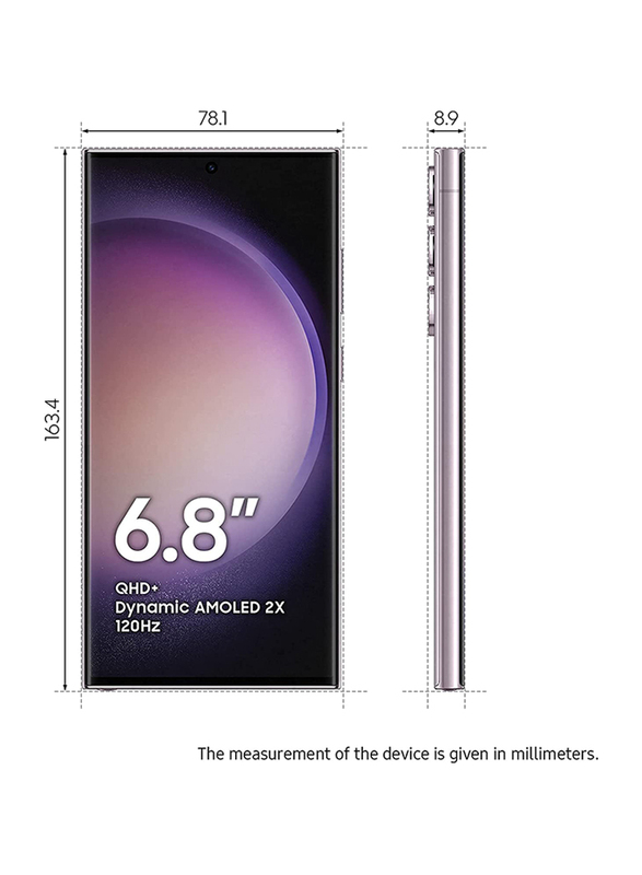 Samsung Galaxy S23 Ultra 256GB Lavender, 12GB RAM, 5G, Dual Sim Smartphone, Middle East Version