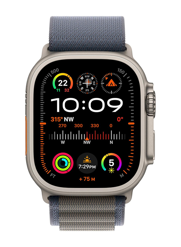 Apple Watch Ultra 2 - 49mm Medium Smartwatch, GPS + Cellular, MREP3, Titanium Case with Blue Alpine Loop