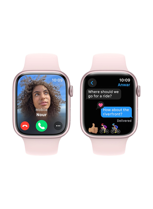 Apple Watch Series 9 - 45mm S/M Smartwatch, GPS, MR9G3, Pink Aluminum Case with Light Pink Sport Band